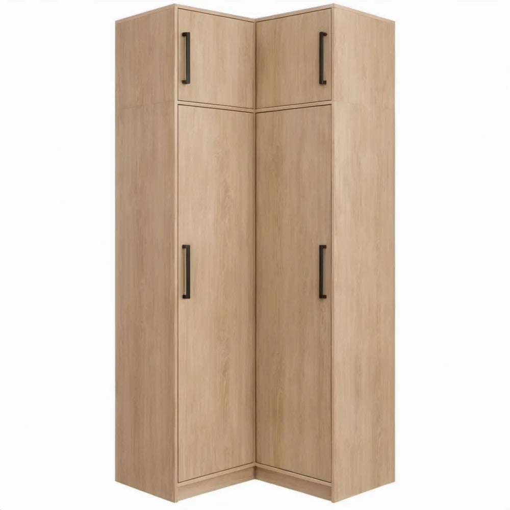 Hoekkast met 4 deuren 95 x 95 x 200 cm licht eikenkleurig