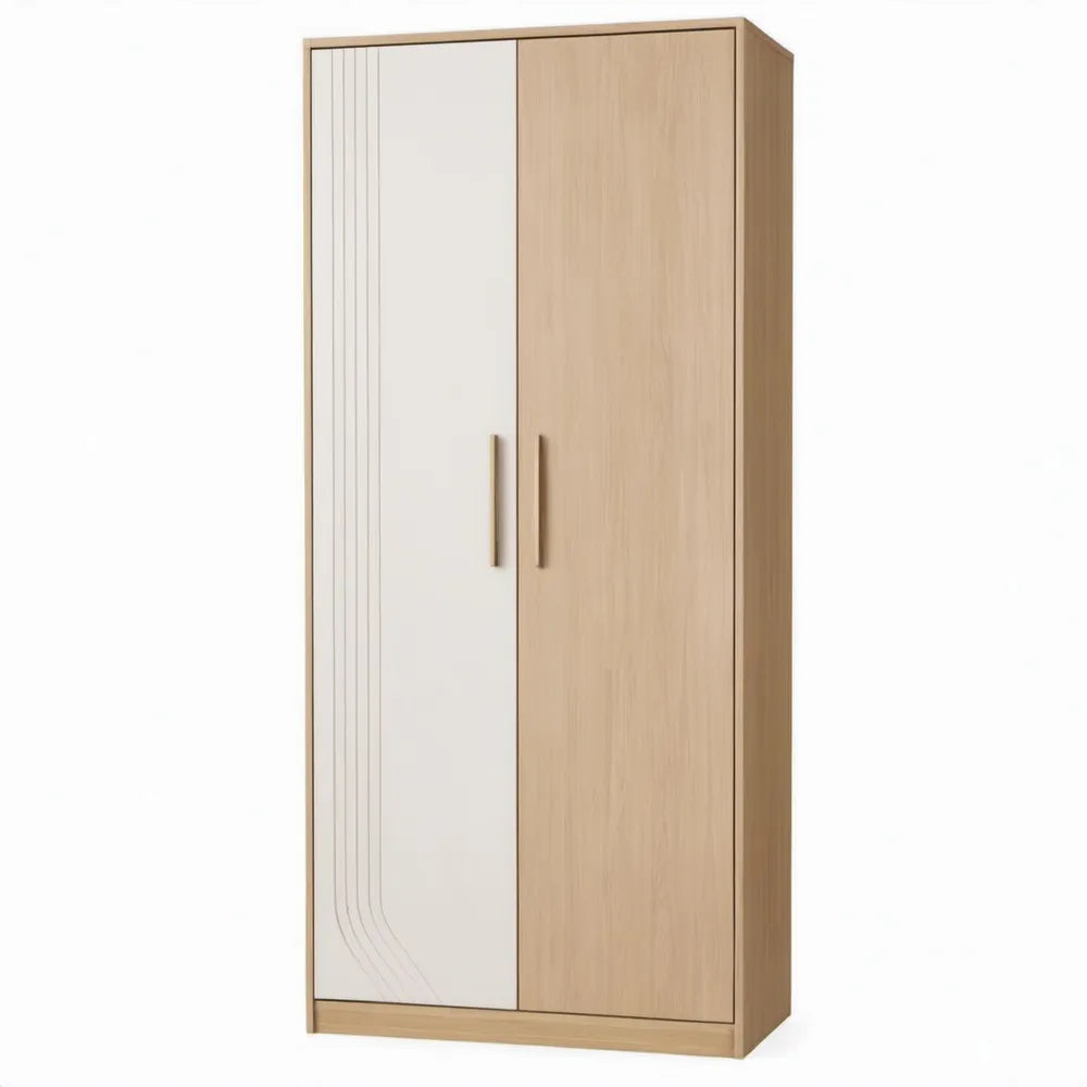 2-deurs kledingkast 90 x 52 x 190 cm licht eiken/beige