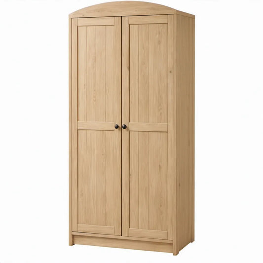 Grenenhouten kledingkast met 2 deuren, 90 x 52 x 190 cm, Naturel/Zwart