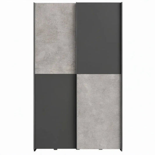 Schuifdeurkast 120 x 60 x 200 cm in Antraciet en Betongrijs