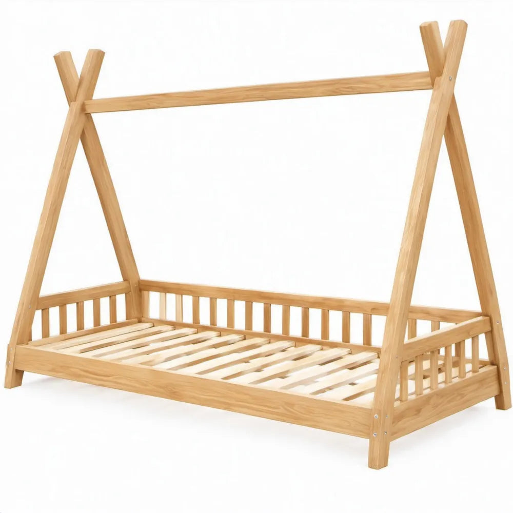 Tipi-kinderbed 90 x 200 cm van massief grenenhout – Naturel