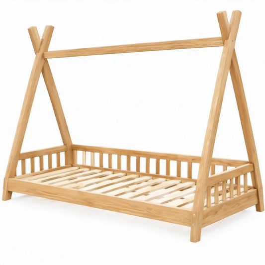 Tipi-kinderbed 90 x 200 cm van massief grenenhout – Naturel